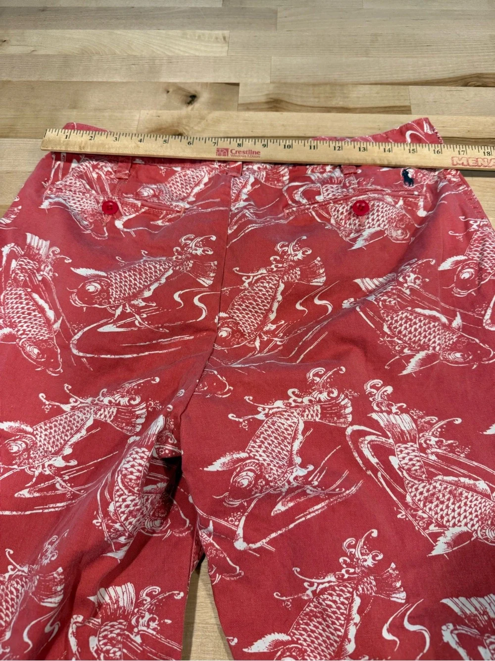 Ralph Lauren White Shirt Red Embroidered Pony Koi Fish Relaxed Fit Men Size 32